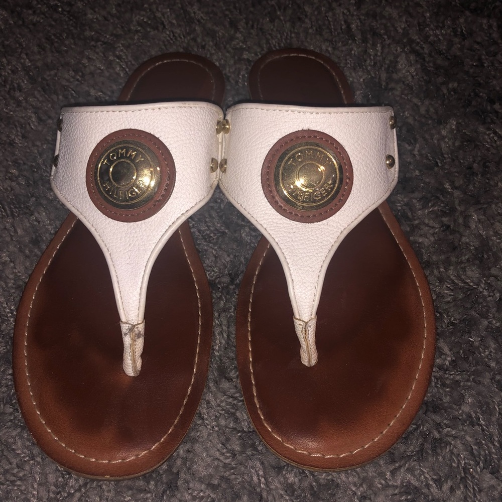 White leather sandals